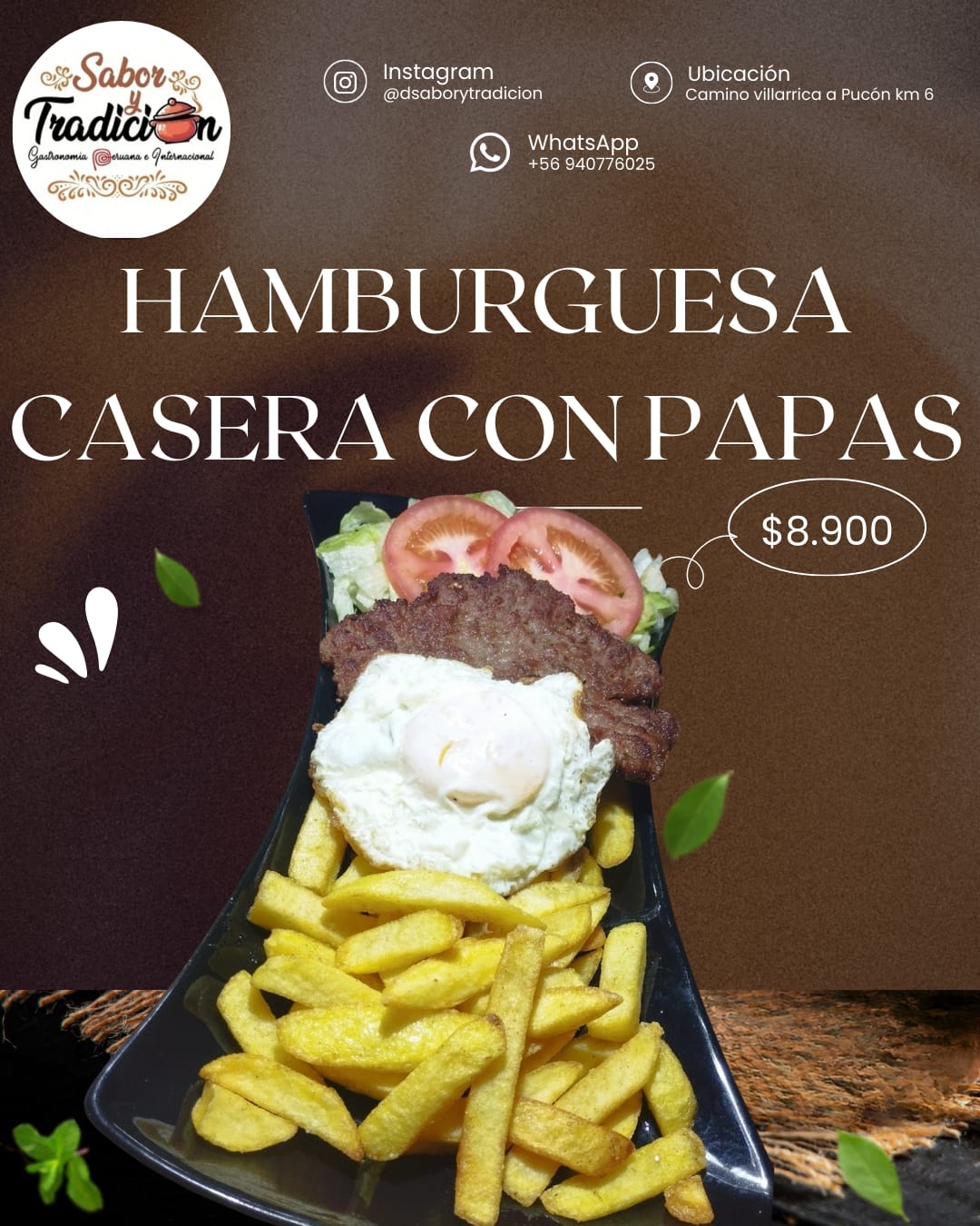 Hamburguesa casera con papas