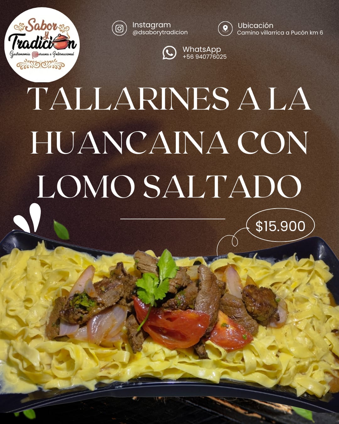 Tallarines a la Huancaina con Lomo Saltado